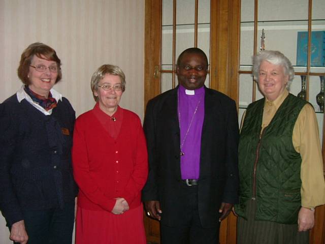 Bishop Ise-somo with archdeaconry presidents Jill, Eileen and Mary